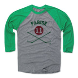 Mens Baseball T-Shirt Green / Heather Gray